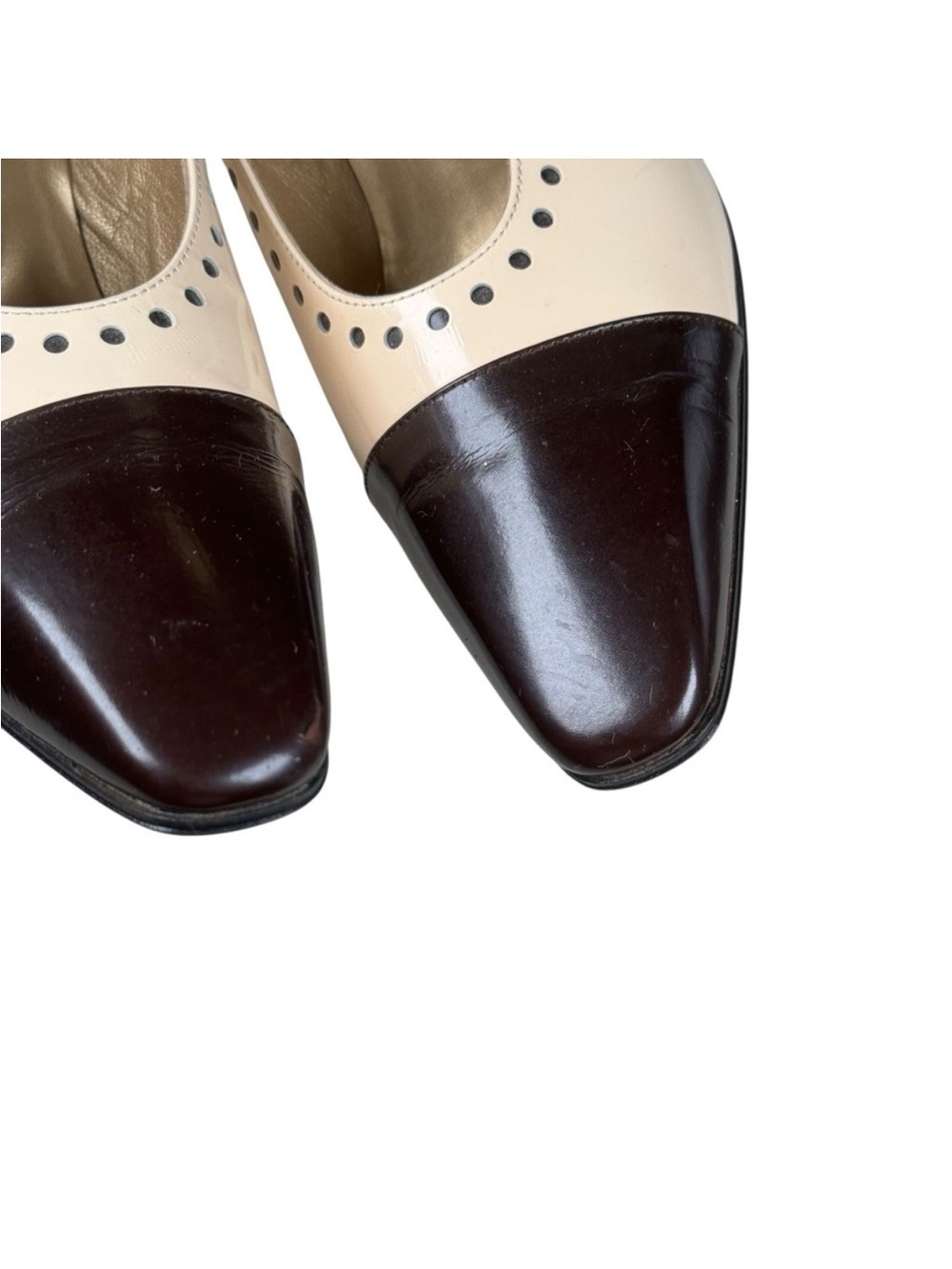 Vintage Yves Saint Laurent Leather Pumps Heels Italy Size 7.5 spectator heels - Picture 5 of 15